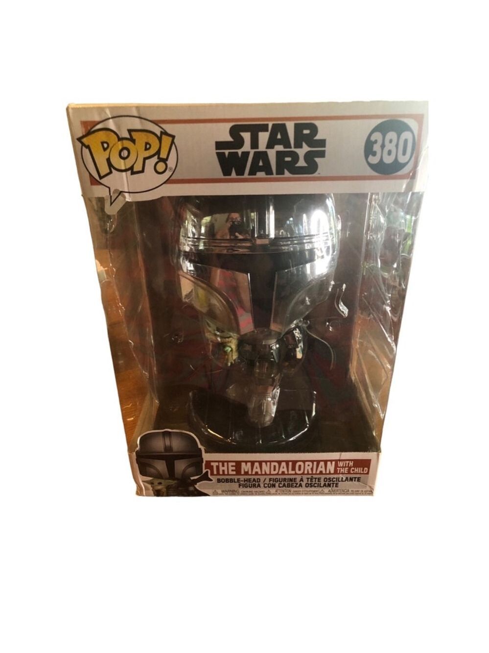 Funko Pop Star Wars The Mandalorian With The Child Silver Figure #380 Jumbo